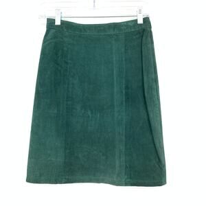 VTG 80s Global Identity Pencil Skirt Womens Apx Sz 26" US 2 Green Suede Leather